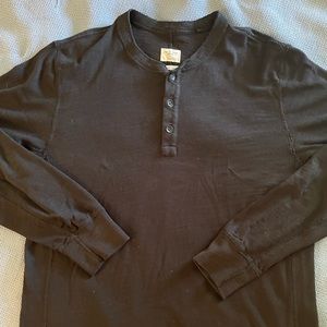 Black Rag & Bone Classic Long Sleeve Henley XL